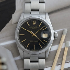 1975 Rolex Date - Serviced - Sigma Matte Black Dial + Gold Markers / Hands