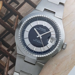 1976 Tudor Prince Date Chrono Time Stainless Steel 9121/0 - Blue Dial and bezel