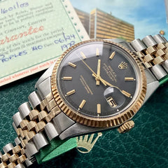 1978 Rolex 1601 Datejust Dial Jubilee Serviced Box + Papers - Matte Black Dial