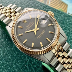 1978 Rolex 1601 Datejust Dial Jubilee Serviced Box + Papers - Matte Black Dial