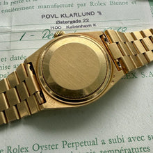 Load image into Gallery viewer, 1978 Rolex Oyster Quartz President 19018 Box + Papers - Unpolished
