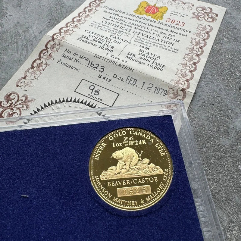 1979 Johnson Matthey 1 oz Inter Gold Canada LTEE .9999 1oz- Beaver Castor