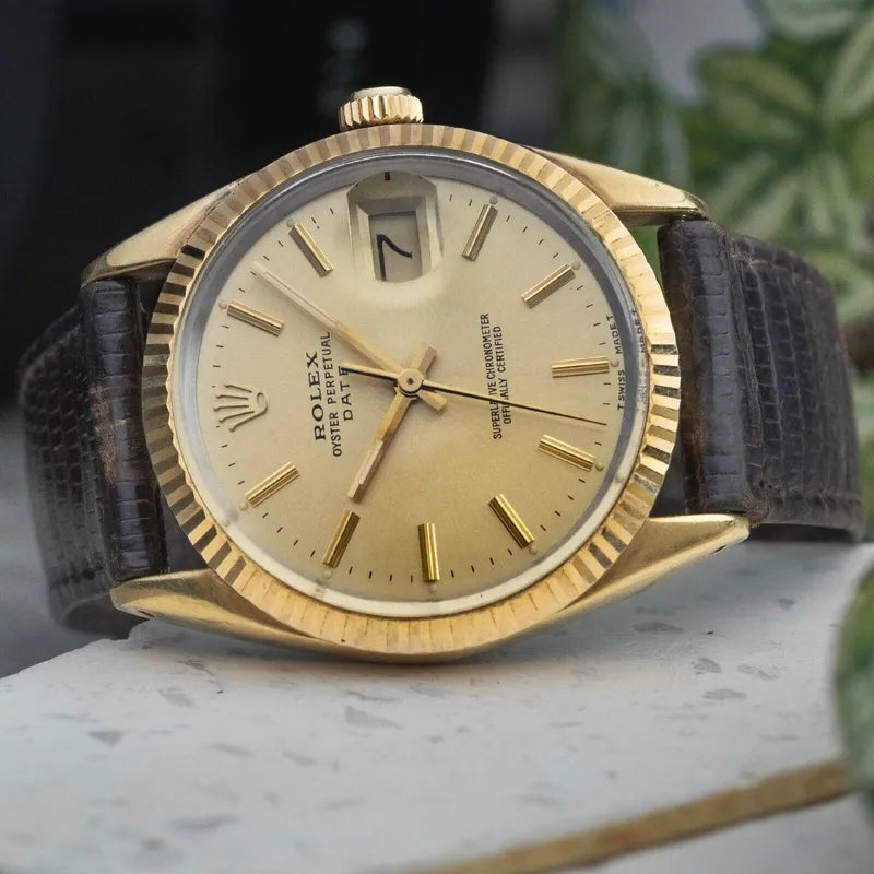 1980 Rolex 15505 Date 18K fluted bezel - Gold Plated case - Unpolished
