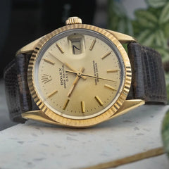 1980 Rolex 15505 Date 18K fluted bezel - Gold Plated case - Unpolished