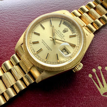 Load image into Gallery viewer, 1981 Rolex President 18k yellow Gold 18078 - Bark Finish- Unpolished Razor sharp
