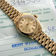 Load image into Gallery viewer, 1982 Rolex 26mm Datejust Solid Gold 6719 Box + Papers
