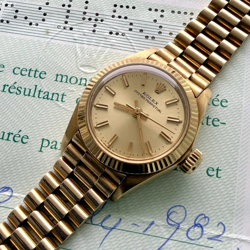 1982 Rolex 26mm Datejust Solid Gold 6719 Box + Papers