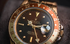 1984 Rolex 16758 Yellow Gold GMT Master Vintage Nipple Dial Rootbeer