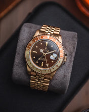 Load image into Gallery viewer, 1984 Rolex 16758 Yellow Gold GMT Master Vintage Nipple Dial Rootbeer
