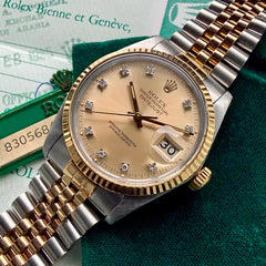 1985 Rolex 16013 Jubilee Datejust - Box - Factory Diamond Dial - Saudi Papers