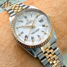 Load image into Gallery viewer, 1986 Rolex Date White Roman Numeral Dial 15053 Jubilee Box + Papers
