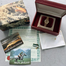 Load image into Gallery viewer, 1986 Rolex President Solid Gold 69178 Box+ Papers Unpolished Diamond String Dial
