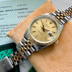 1989 Rolex Date Dial 15233 Jubilee Box + Service Papers