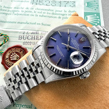 Load image into Gallery viewer, 1989 Rolex Datejust fluted jubilee 16234 &nbsp;Unpolished - Tropical blue purple dial
