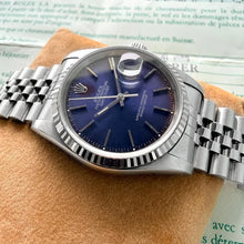 Load image into Gallery viewer, 1989 Rolex Datejust fluted jubilee 16234 &nbsp;Unpolished - Tropical blue purple dial
