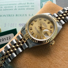 1991 Rolex Datejust Diamond Dial 69173 - Jubilee band + Box + Papers