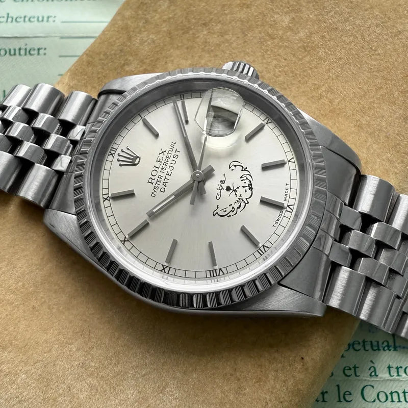 1991 Rolex Datejust 36mm Jubilee band 16220 – Box and Papers – Saudi Arabia Dial