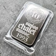 Load image into Gallery viewer, 1993 Swiss Chalet Johnson Matthey silver bar - Serial 000003
