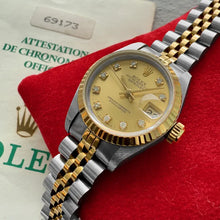 Load image into Gallery viewer, 1993 Rolex 69173 Datejust Diamond Dial Jubilee Serviced Box + Papers Unpolished
