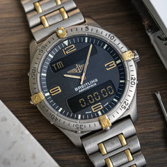 1995 Breitling 40mm Aerospace F65062 Digital + Analog - Box + Papers – Titanium
