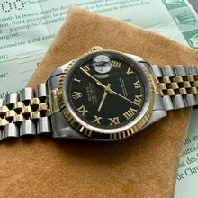 Load image into Gallery viewer, 1995 Rolex 16233 Datejust Black Pyramid Dial Jubilee Serviced Box + Papers
