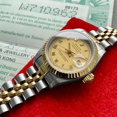 1995 Rolex 69173 Datejust Roman Numeral Dial Jubilee Serviced Box + Papers