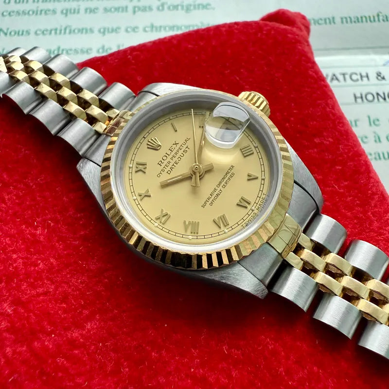 1995 Rolex 69173 Datejust Roman Numeral Dial Jubilee Serviced Box + Papers