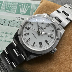 1999 Rolex Air King Date 14010 - Box Papers - Engine Turned Bezel - Unpolished