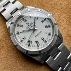 1999 Rolex Air King Date 14010 - Box Papers - Engine Turned Bezel - Unpolished