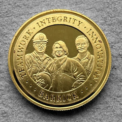 2000 Barrick Gold 1 /2 oz Gold .9999 Fine