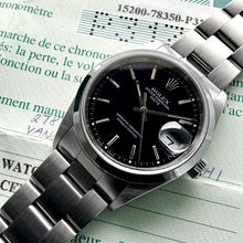 Load image into Gallery viewer, 2002 Rolex Date 34mm 15200 Black Dial – Box and Papers
