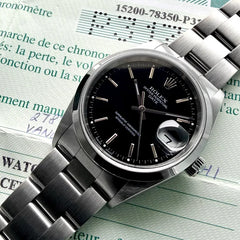 2002 Rolex Date 34mm 15200 Black Dial – Box and Papers