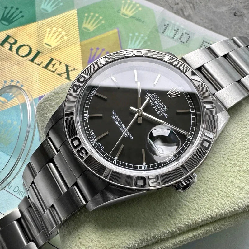 2004 Rolex Turn O Graph Glossy Black Dial 16264 – Box and Papers – Unpolished