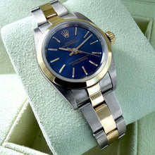 Load image into Gallery viewer, 2006 Ladies Oyster Perpetual Two Tone blue dial 76183 Box and original receipt!
