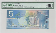 Load image into Gallery viewer, 2006 $5 Canada Note PMG Gem 66 EPQ - Mismatched Prefix Error
