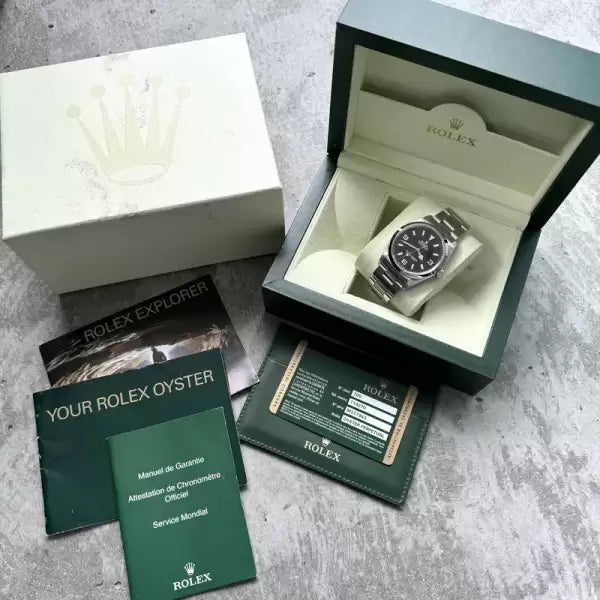 2007 Rolex 36mm Explorer I Black Dial 114270 – Engraved Inner Bezel Box and Papers