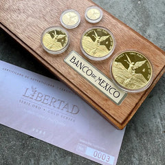 2008 Proof Gold Banco Mexico Libertad 5 Coin Set 1.90 oz - 500 sets made