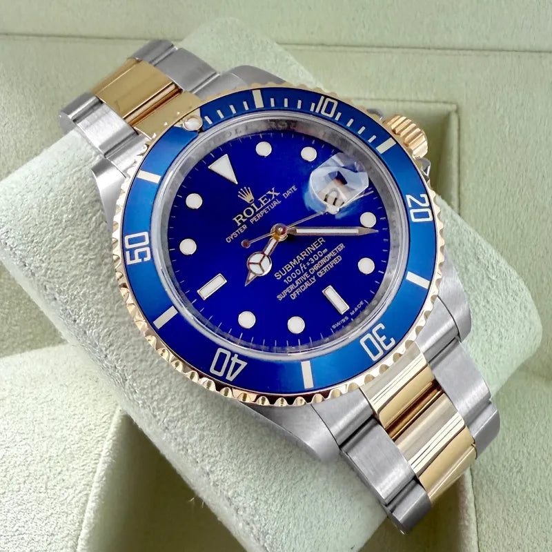 2008 Rolex 16613 Blue Submariner 16613LB Bluesy REHAUT Serviced + Box + Papers