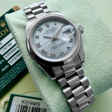 Load image into Gallery viewer, 2011 Rolex President Platinum 179166 - Box Papers + Hangtag - Light Glacier Blue
