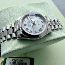 Load image into Gallery viewer, 2011 Rolex President Platinum 179166 - Box Papers + Hangtag - Light Glacier Blue
