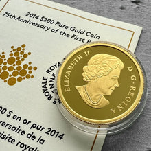 Load image into Gallery viewer, 2014 $200 75th Anniversary of the First Royal Visit Canada 1.066 oz Gold Coin
