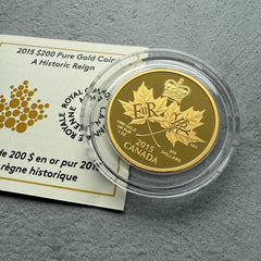 2015 Canada $200 Historic Reign Queen Elizabeth 1oz Gold Coin