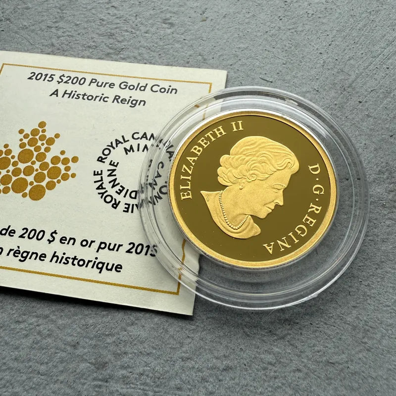 2015 Canada $200 Historic Reign Queen Elizabeth 1oz Gold Coin