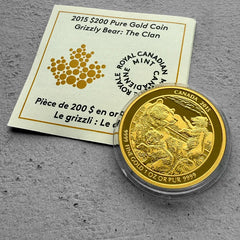 2015 Grizzly Bear Clan Canada $200 1oz Gold Coin