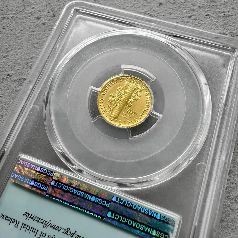 2016 W First Strike 100th Anniversary 1/10oz Gold Mercury Dime PCGS SP70