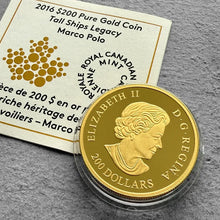 Load image into Gallery viewer, 2016 $200 Pure Gold Tall Ships Queen Elizabeth Canada Coin - Marco Polo
