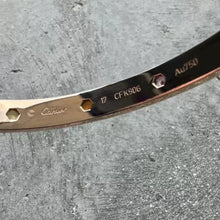 Load image into Gallery viewer, 2018 Cartier 18k Rose Gold factory set Multi Gem Love Bangle Size 17

