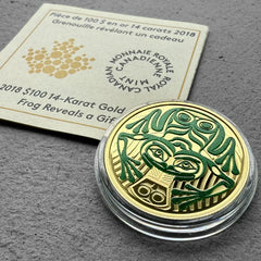 2018 Frog Reveals a Gift $100 Canada 14KT Gold Coin - Complete Set - Low Mintage