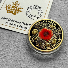 2018 $200 Canada Armistice Poppy 1 oz Gold Coin