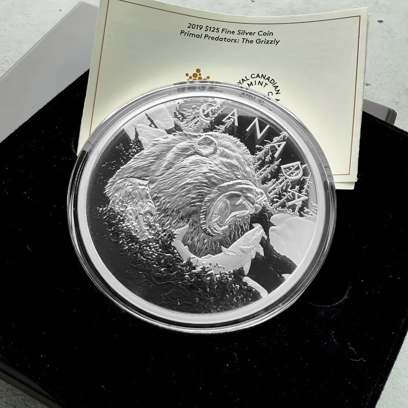 2019 Grizzly Primal Predator $125 1/2 Kilo Silver Coin Mintage 400